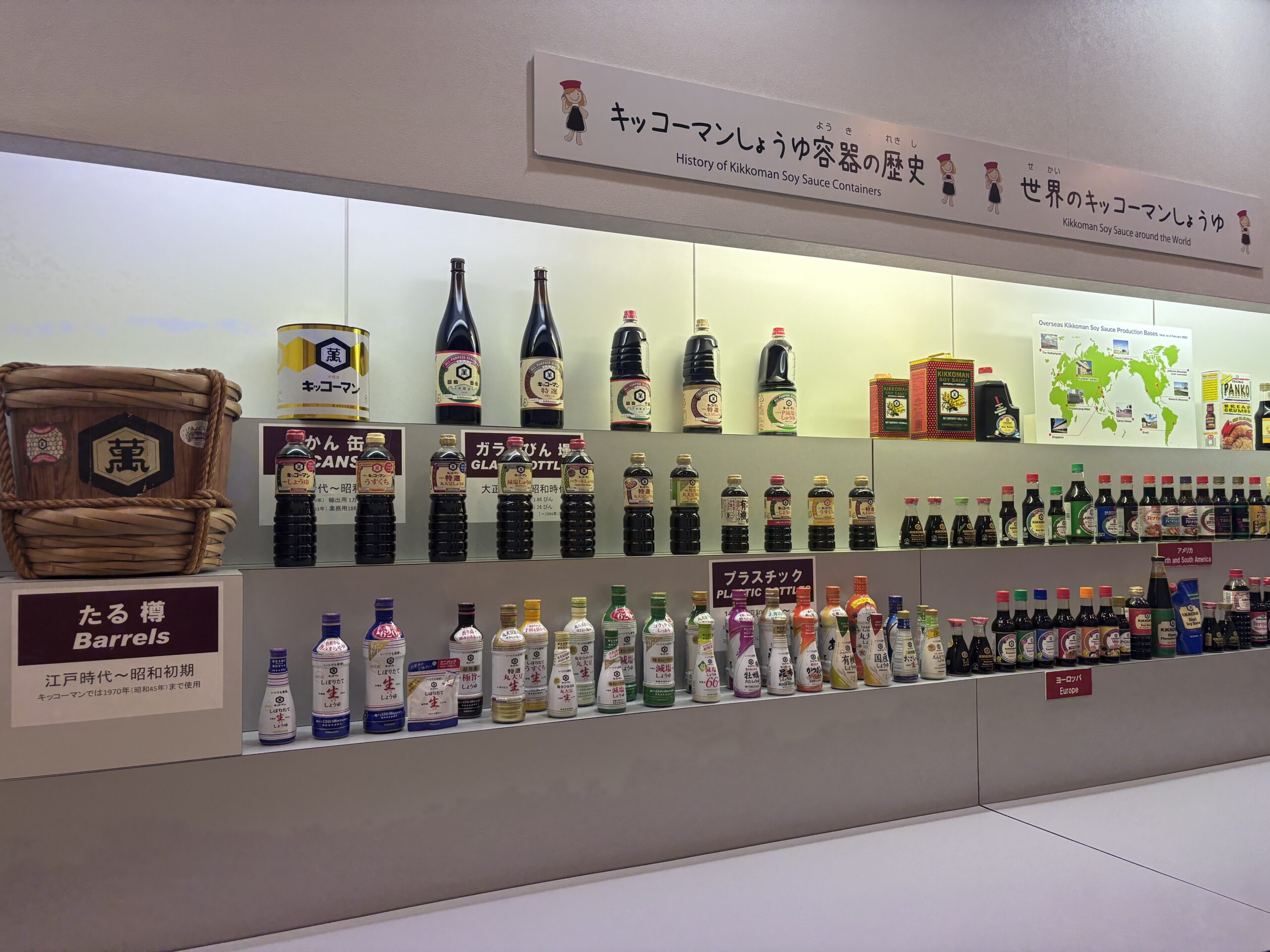 キッコーマンしょうゆ容器の歴史の展示